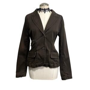Vintage Y2K Brown 3 Pocket Coquette Boho Grunge Women's Blazer Jacket Size 10